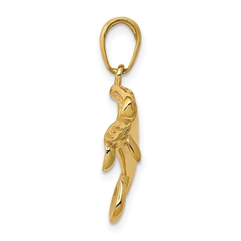 14k Yellow Gold Solid Polished Manatee Pendant - image 2